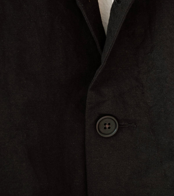 Evan Kinori 'Three Button Jacket' (Dark Brown Wool Linen Canvas)