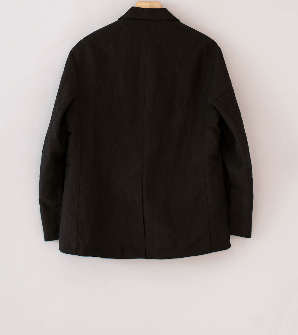 Evan Kinori 'Three Button Jacket' (Dark Brown Wool Linen Canvas)