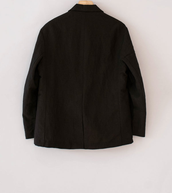 Evan Kinori 'Three Button Jacket' (Dark Brown Wool Linen Canvas)