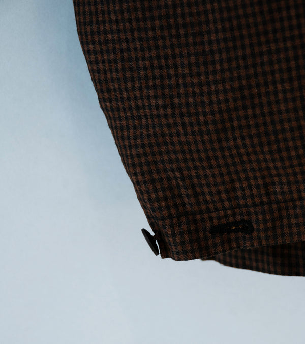 Evan Kinori 'Field Shirt Two' (Brown Black Logwood Overdyed Linen Check)