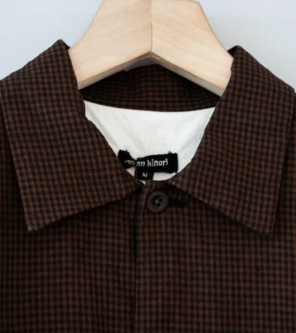Evan Kinori 'Field Shirt Two' (Brown Black Logwood Overdyed Linen Check)
