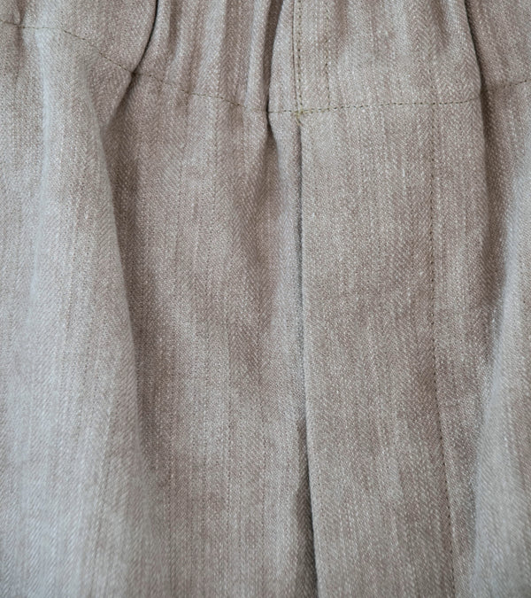Evan Kinori 'Elastic Pant' (Dark Beige Cold Dye Linen Cotton Herringbone