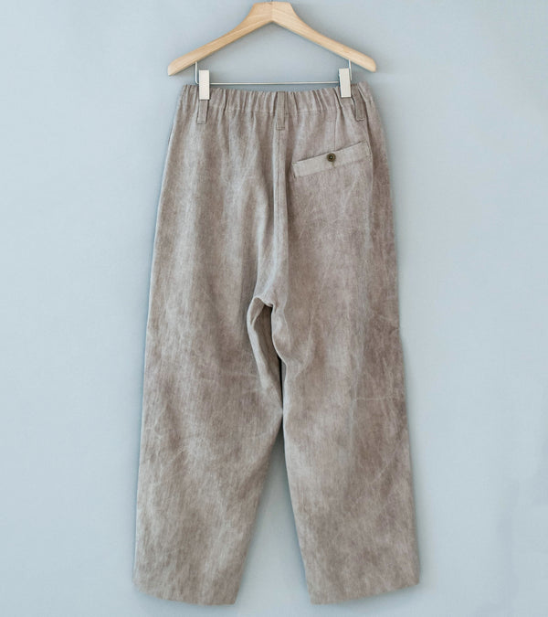 Evan Kinori 'Elastic Pant' (Dark Beige Cold Dye Linen Cotton Herringbone