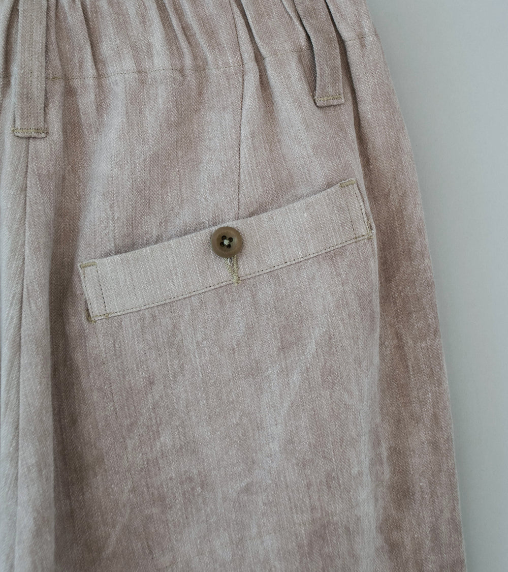 Evan Kinori 'Elastic Pant' (Dark Beige Cold Dye Linen Cotton Herringbone