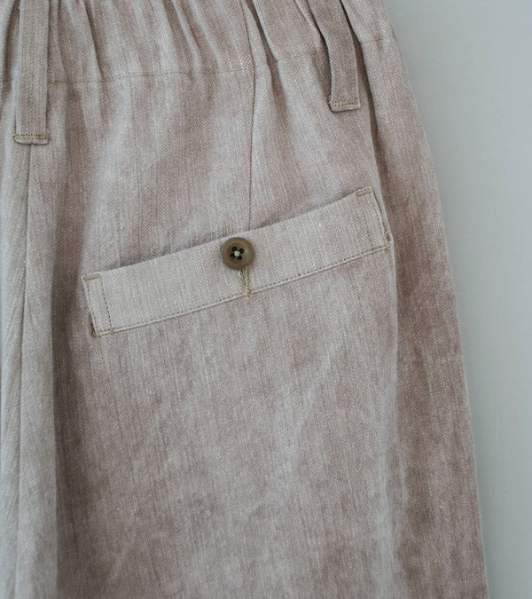 Evan Kinori 'Elastic Pant' (Dark Beige Cold Dye Linen Cotton Herringbone