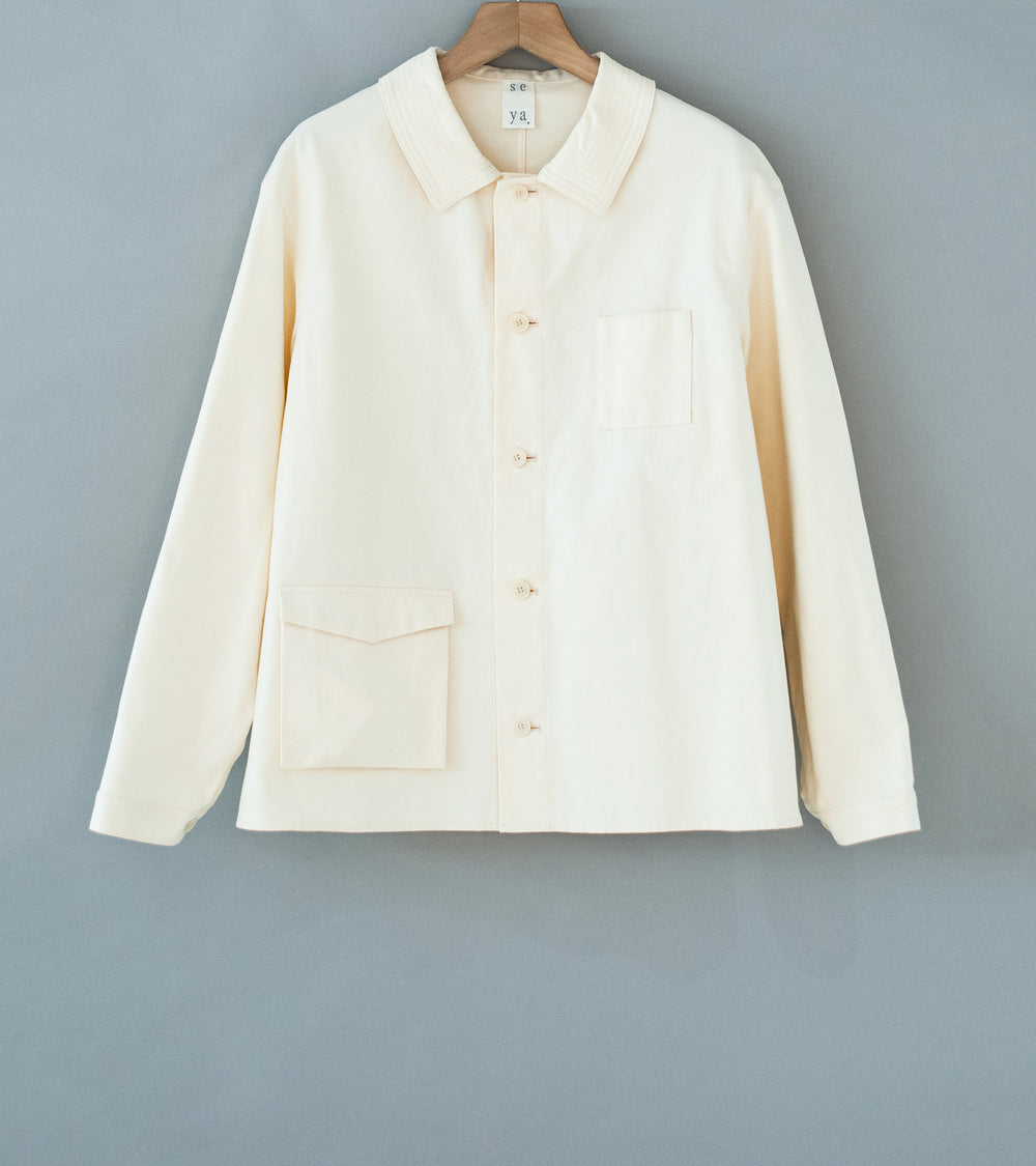 Seya 'La Villaret Over Shirt' (Creme French Worker Serge)