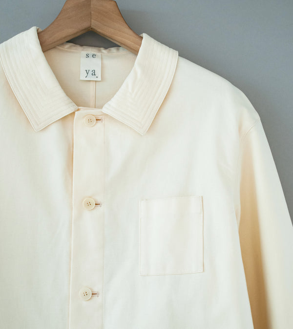 Seya 'La Villaret Over Shirt' (Creme French Worker Serge)