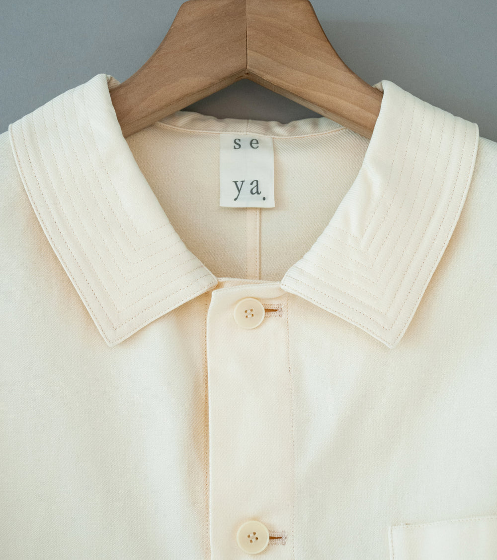 Seya 'La Villaret Over Shirt' (Creme French Worker Serge)
