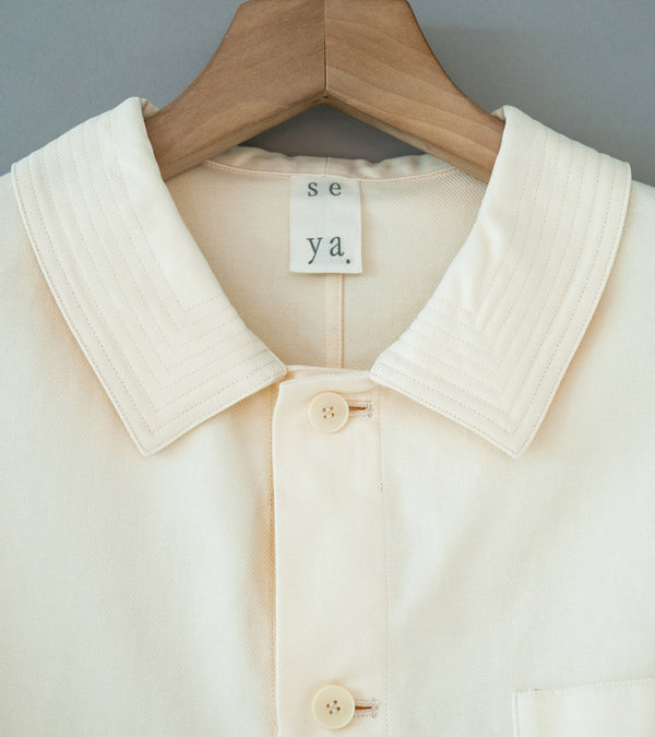 Seya 'La Villaret Over Shirt' (Creme French Worker Serge)