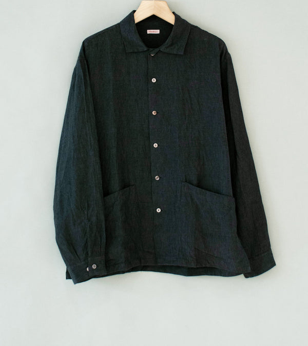 Conkers 'Martyn Shirt' (Grey Black Linen Crossweave)