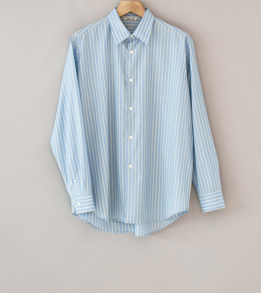 Auralee 'Super Fine Wool Stripe Shirt' (Sax Blue Lime Stripe) – C
