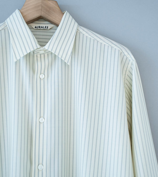 Auralee 'Super Fine Wool Stripe Shirt' (Ivory White Stripe)