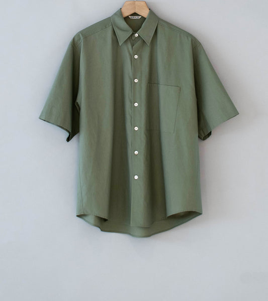 AURALEE オリーブグリーン シャツ　4 Auralee 'Washed Finx Twill Big Half Sleeved Shirt' (Olive) – C'H'C'M'