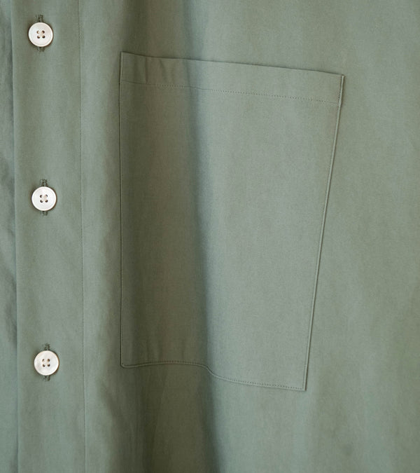 Auralee 'Washed Finx Twill Big Half Sleeved Shirt' (Olive)