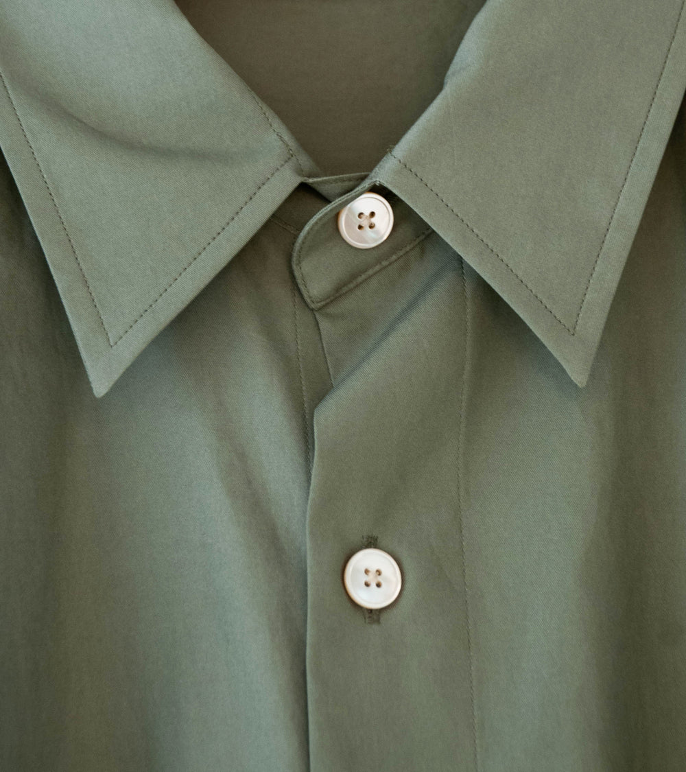 Auralee 'Washed Finx Twill Big Half Sleeved Shirt' (Olive)