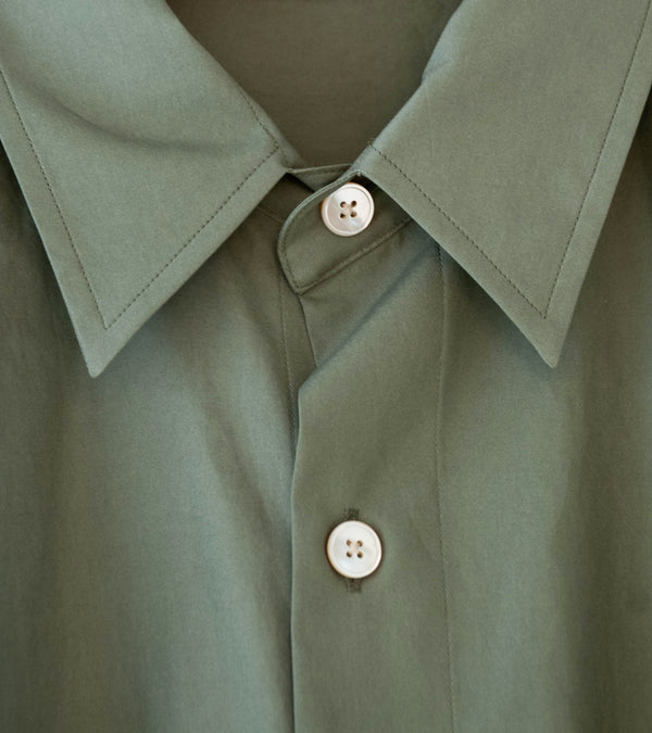 Auralee 'Washed Finx Twill Big Half Sleeved Shirt' (Olive)