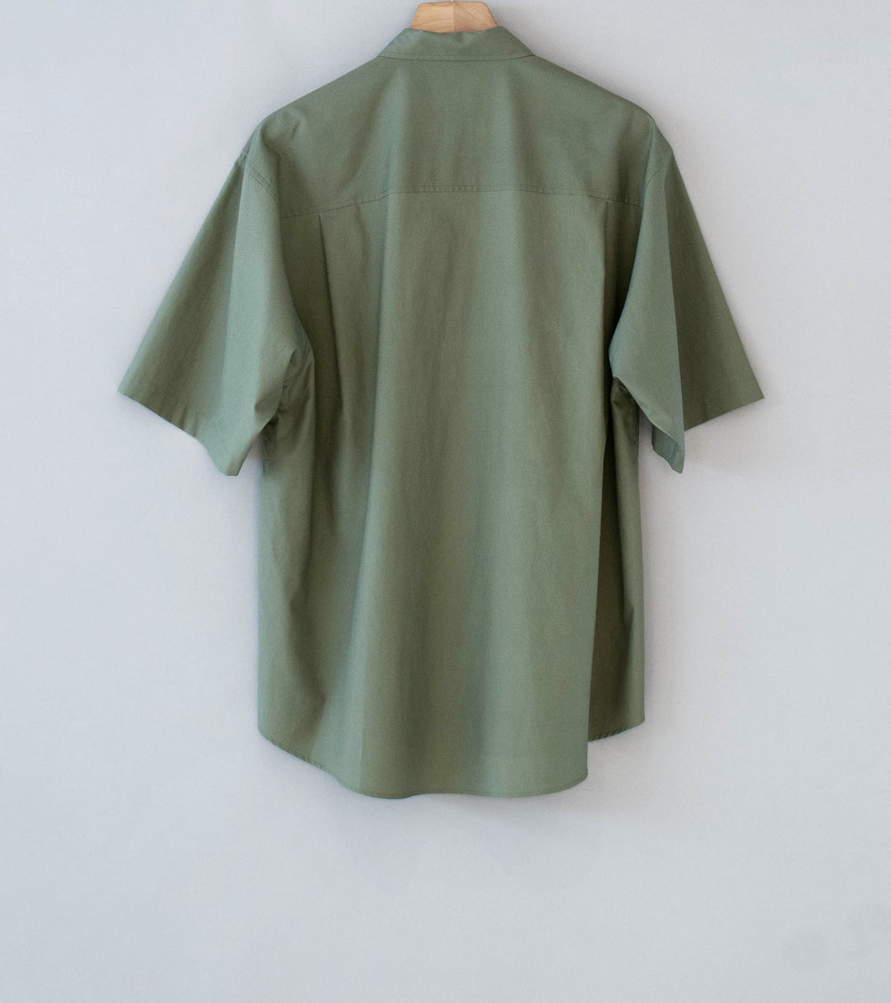 Auralee 'Washed Finx Twill Big Half Sleeved Shirt' (Olive)