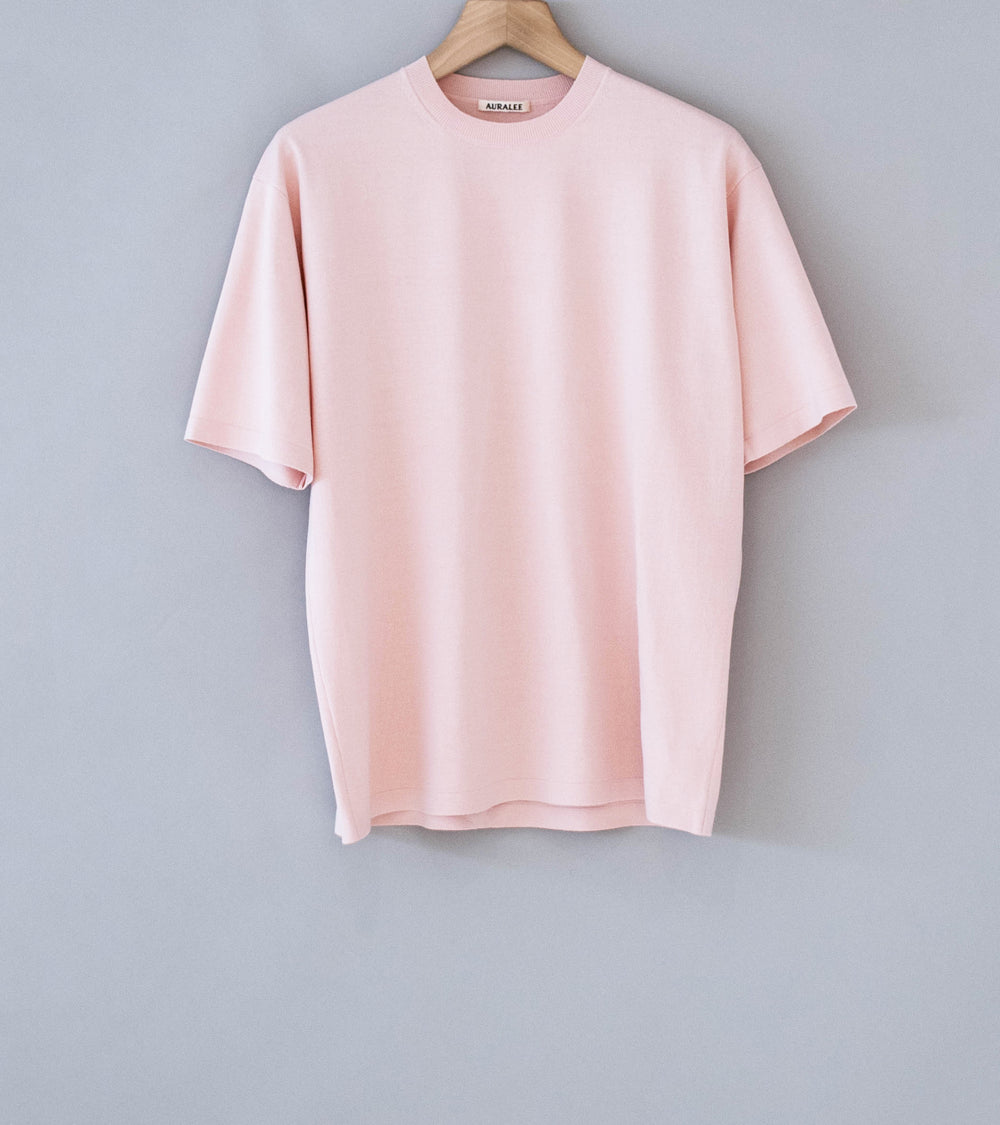 Auralee 'High Gauge Tussah Silk Knit Tee' (Light Pink)