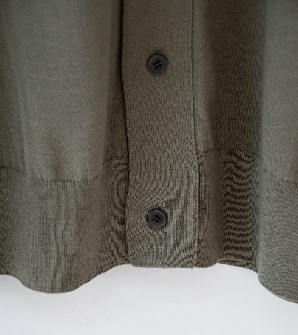Auralee 'Giza High Gauge Knit Half Sleeved Cardigan' (Olive Gray)
