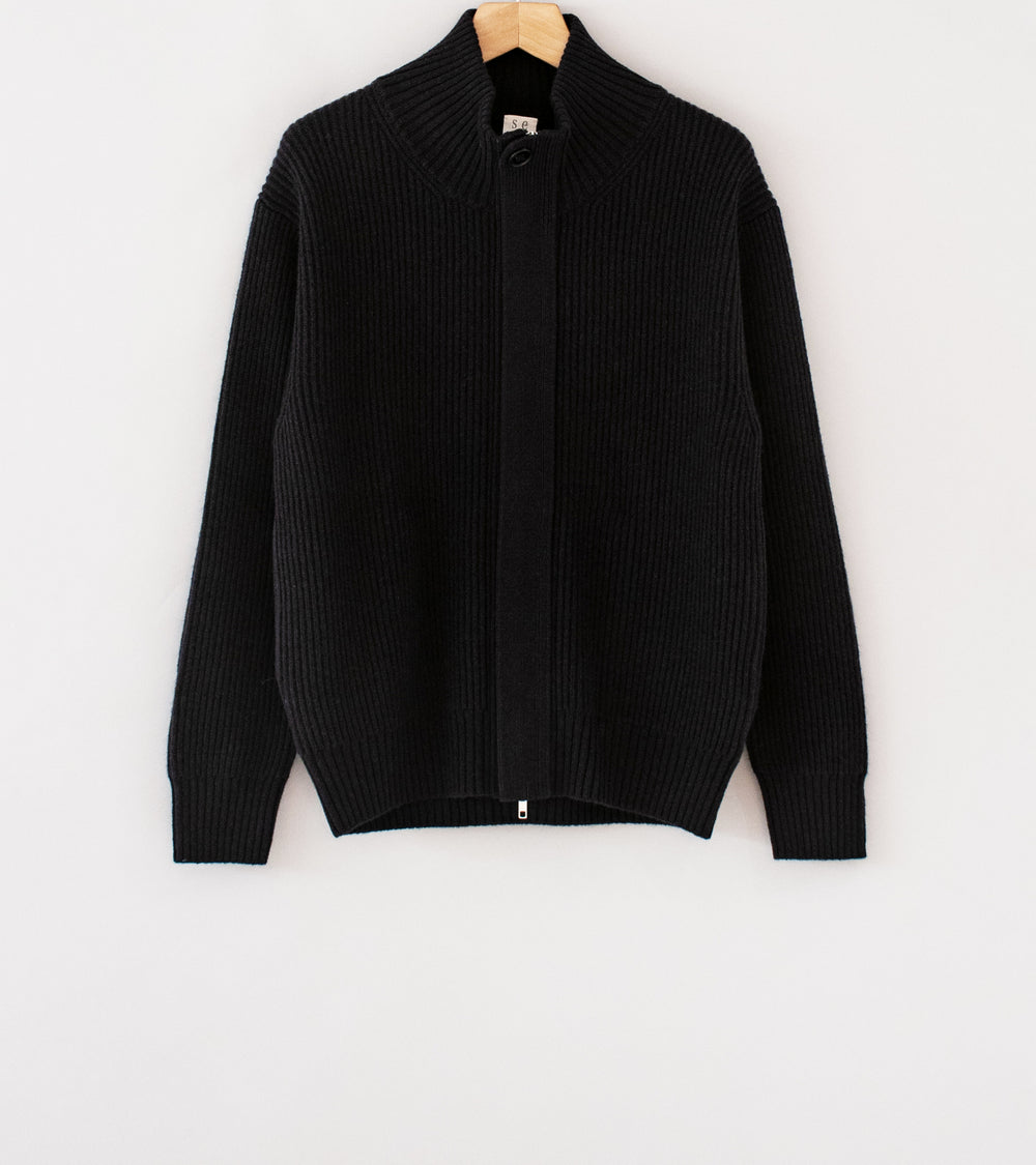 Seya 'Cloud Knit Blouson' (Ebony 7GG Double Yak)
