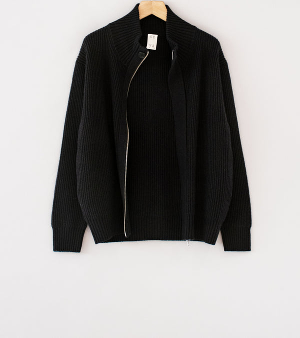 Seya 'Cloud Knit Blouson' (Ebony 7GG Double Yak)