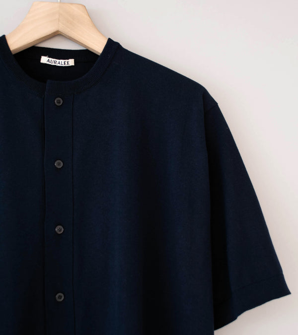 Auralee 'Giza High Gauge Knit Half Sleeved Cardigan' (Dark Navy)