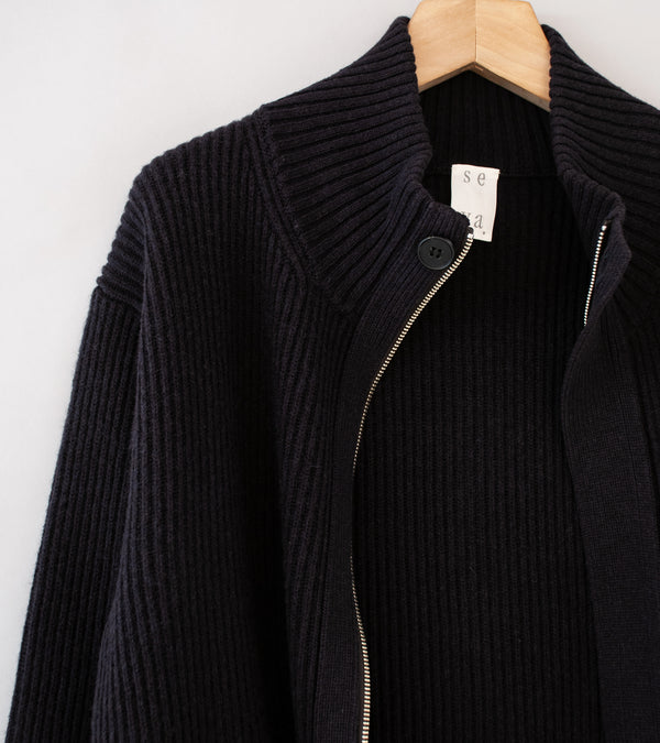 Seya 'Cloud Knit Blouson' (Ebony 7GG Double Yak)