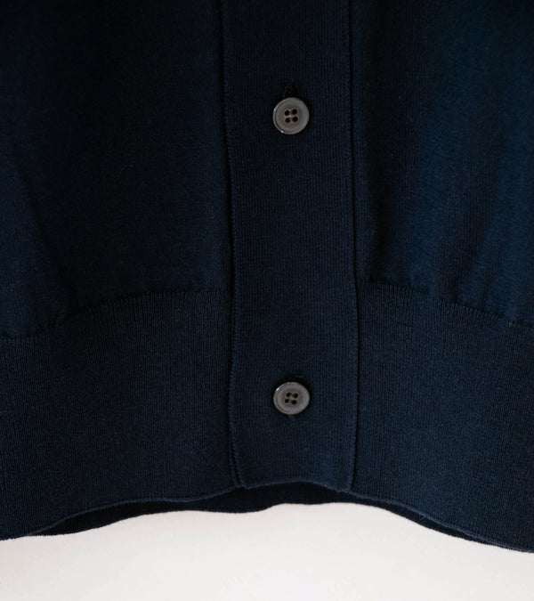Auralee 'Giza High Gauge Knit Half Sleeved Cardigan' (Dark Navy)