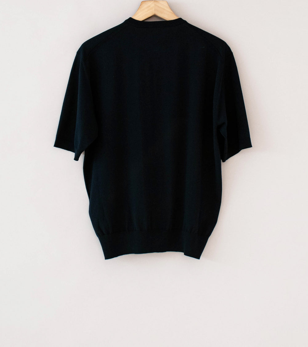 Auralee 'Giza High Gauge Knit Half Sleeved Cardigan' (Dark Navy)