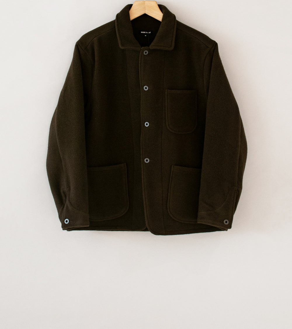 Evan Kinori 'Three Pocket Jacket' (Dark Olive Wool Cotton Melton)