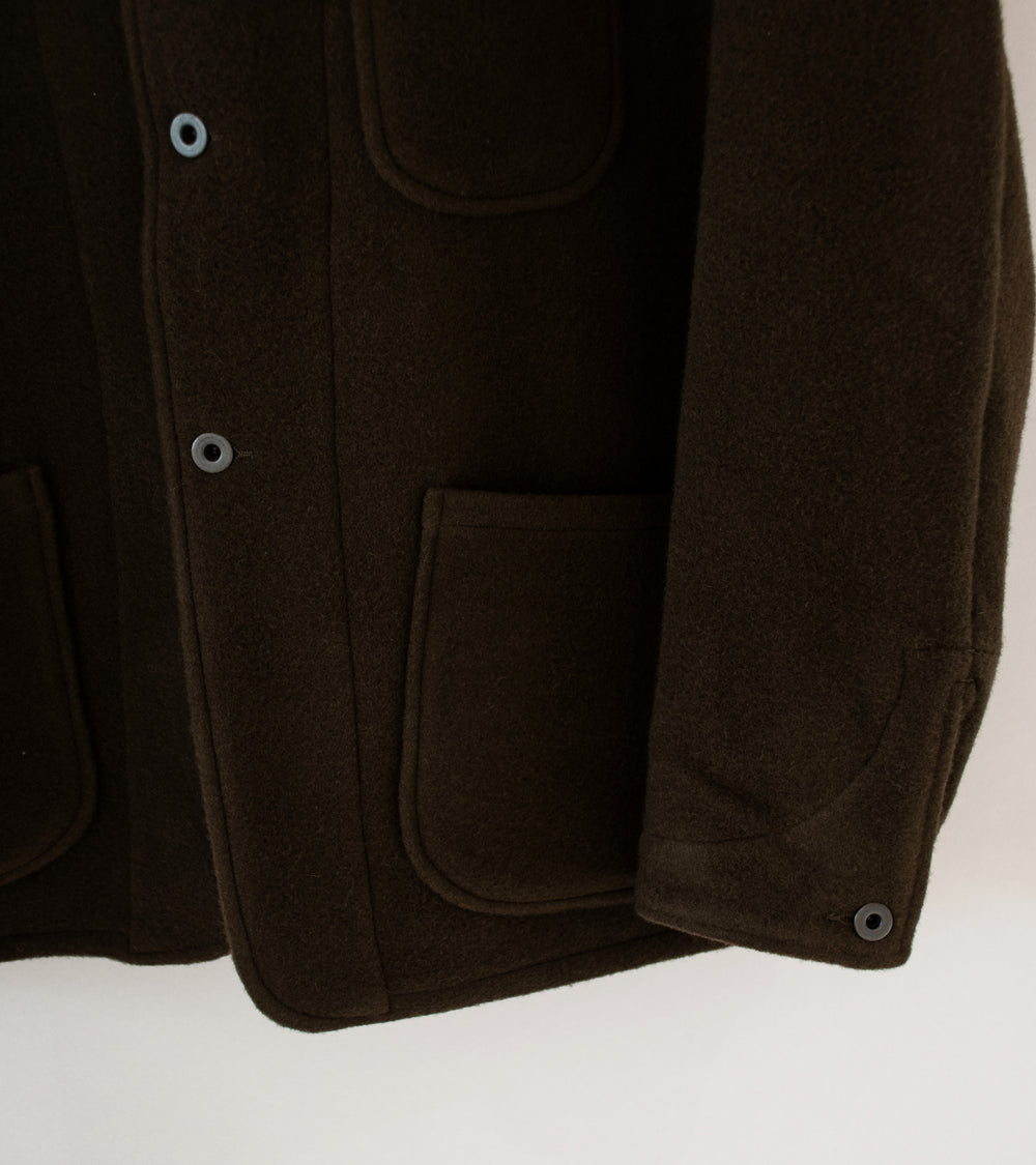 Evan Kinori 'Three Pocket Jacket' (Dark Olive Wool Cotton Melton)