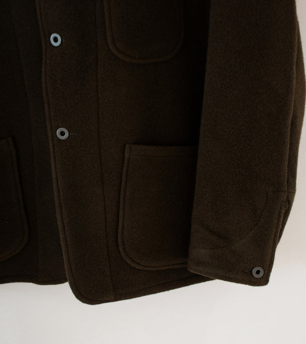 Evan Kinori 'Three Pocket Jacket' (Dark Olive Wool Cotton Melton)