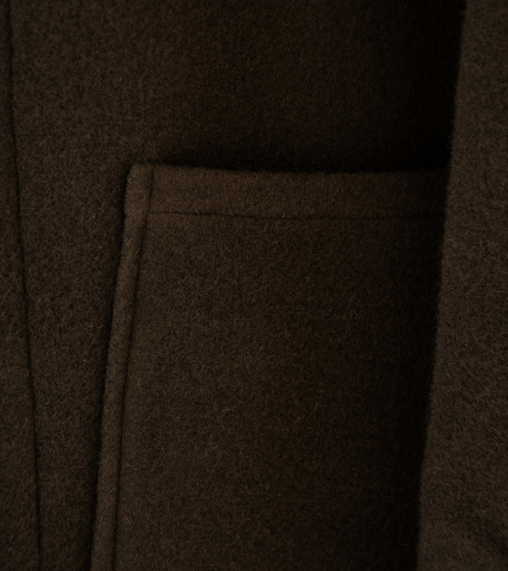Evan Kinori 'Three Pocket Jacket' (Dark Olive Wool Cotton Melton)