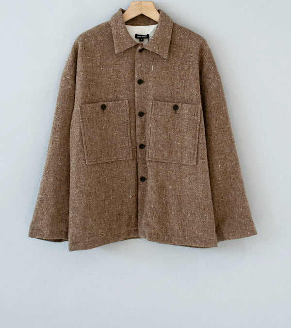 Evan Kinori 'Field Shirt Two' (Dark Beige Undyed Wool Tweed)