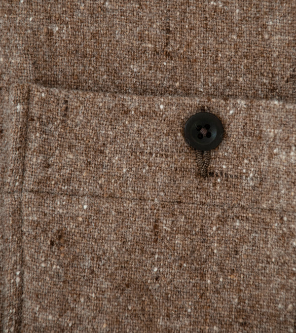 Evan Kinori 'Field Shirt Two' (Dark Beige Undyed Wool Tweed)
