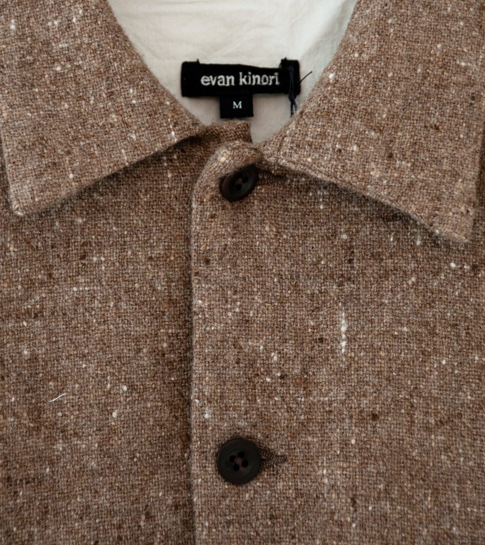 Evan Kinori 'Field Shirt Two' (Dark Beige Undyed Wool Tweed)
