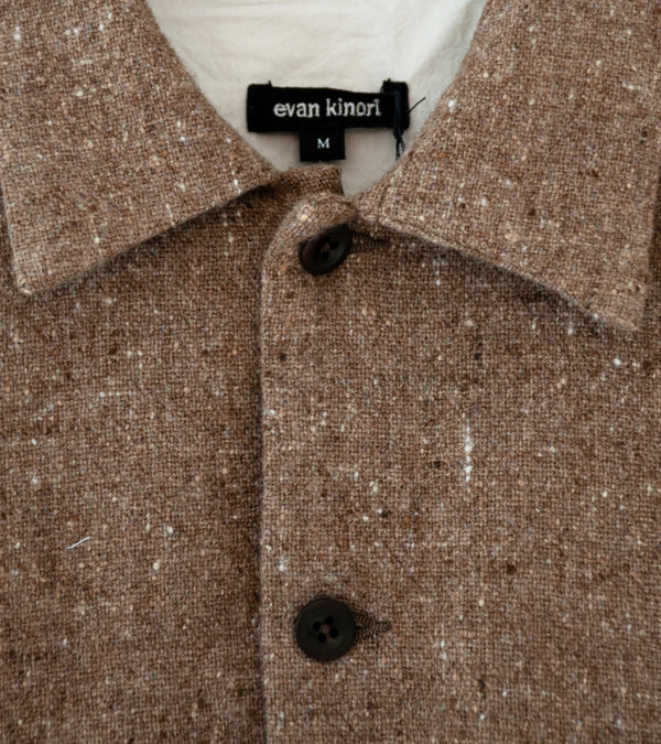Evan Kinori 'Field Shirt Two' (Dark Beige Undyed Wool Tweed)