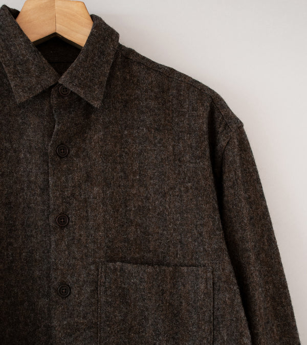 Evan Kinori 'Big Shirt Two' (Dark Brown Undyed Wool Herringbone)