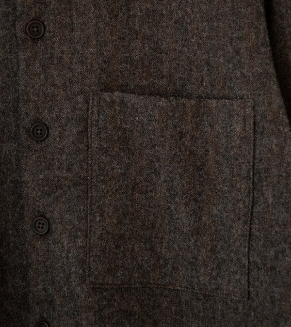 Evan Kinori 'Big Shirt Two' (Dark Brown Undyed Wool Herringbone)