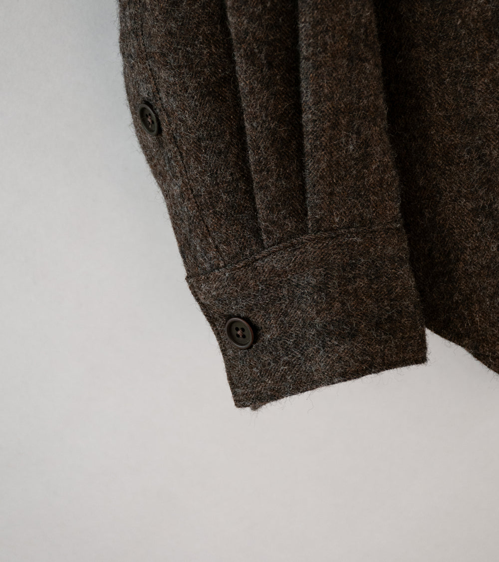 Evan Kinori 'Big Shirt Two' (Dark Brown Undyed Wool Herringbone)
