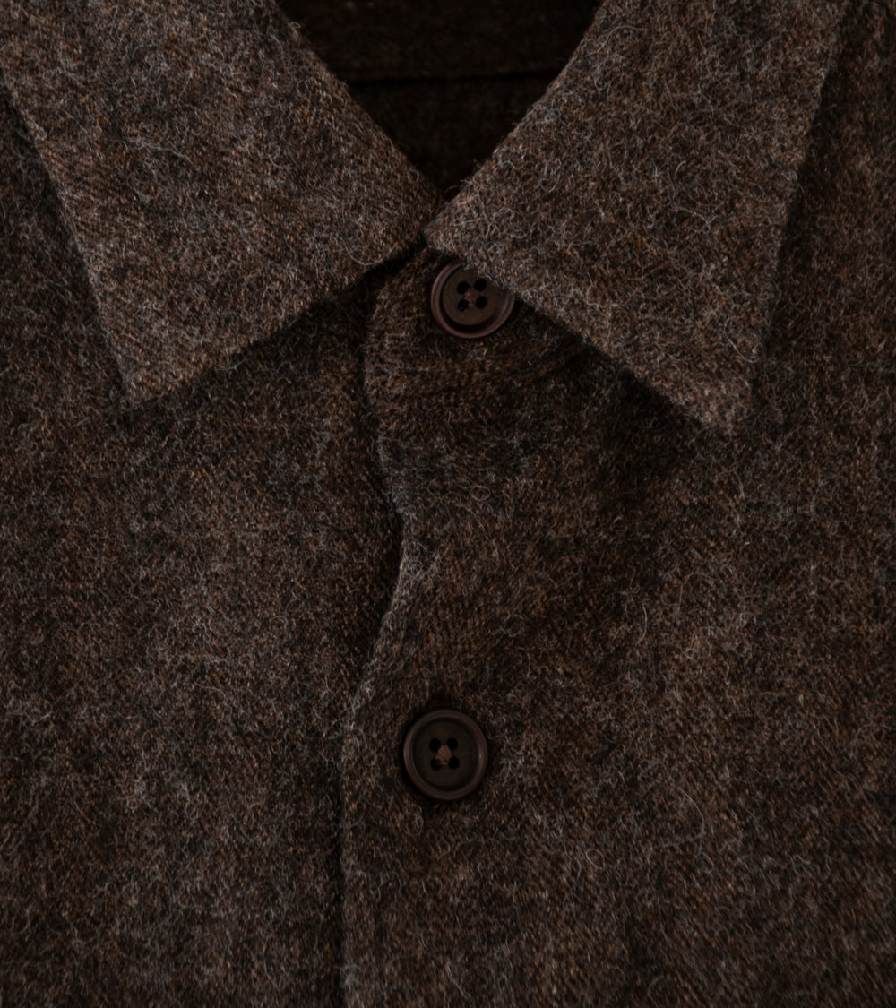 Evan Kinori 'Big Shirt Two' (Dark Brown Undyed Wool Herringbone)