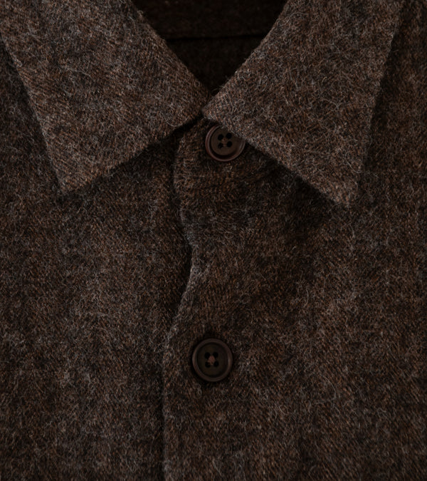 Evan Kinori 'Big Shirt Two' (Dark Brown Undyed Wool Herringbone)