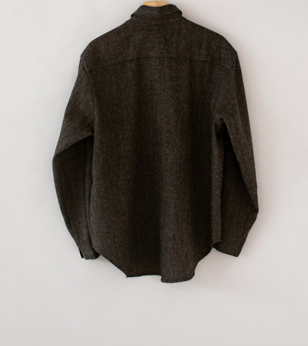 Evan Kinori 'Big Shirt Two' (Dark Brown Undyed Wool Herringbone)