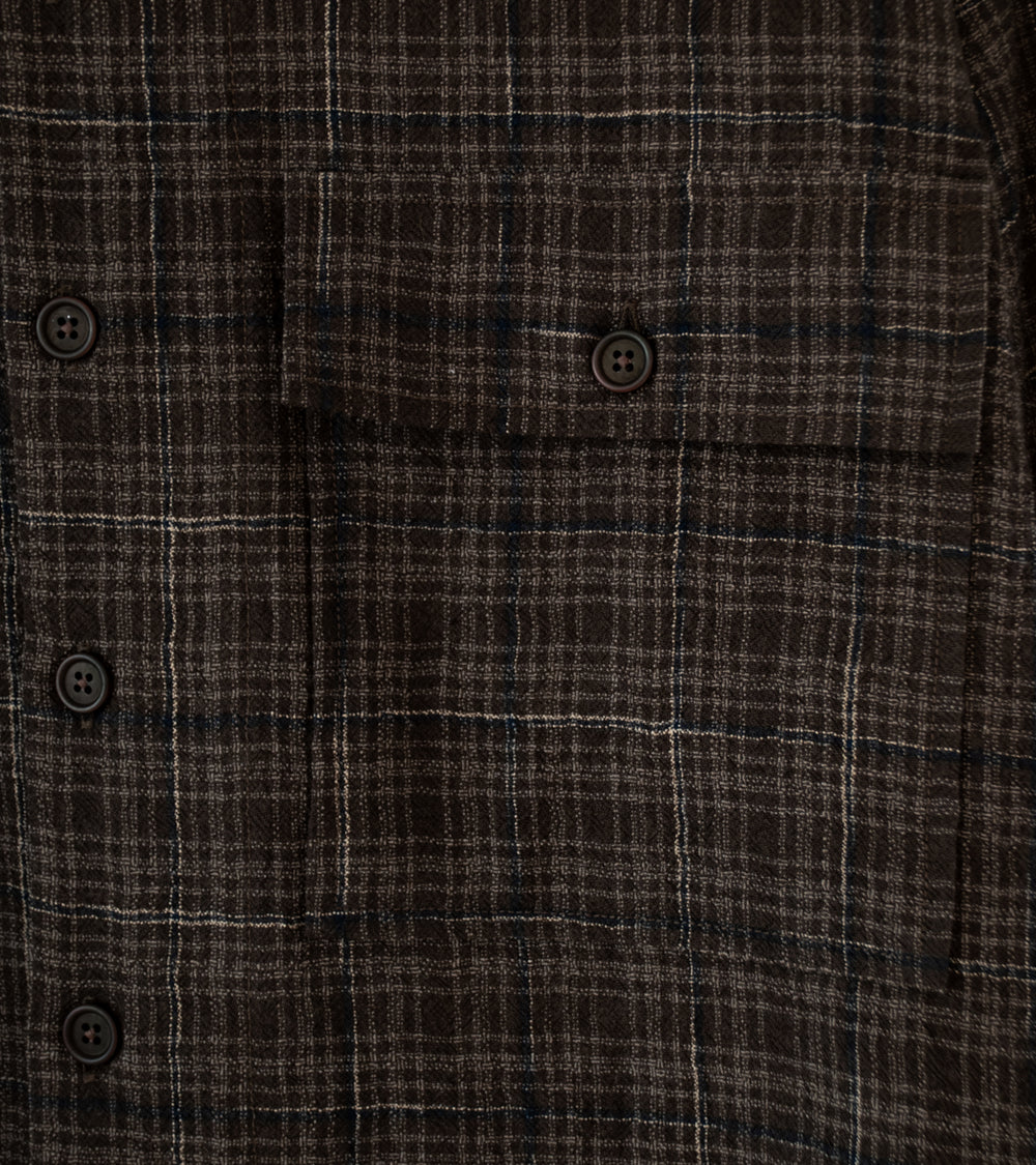 Evan Kinori 'Big Shirt' (Brown Beige Navy Kasuri Wool Check)