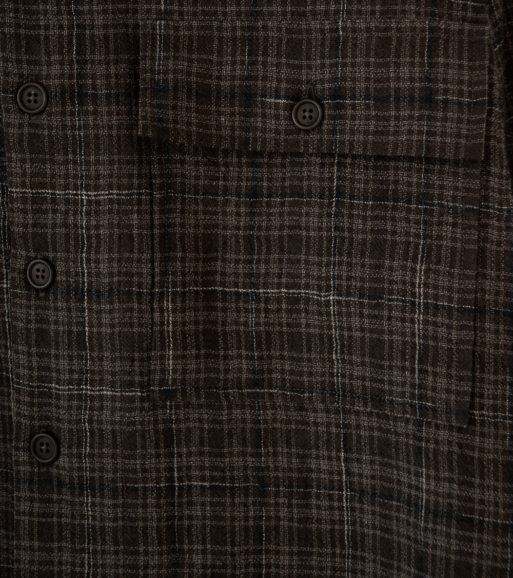Evan Kinori 'Big Shirt' (Brown Beige Navy Kasuri Wool Check)