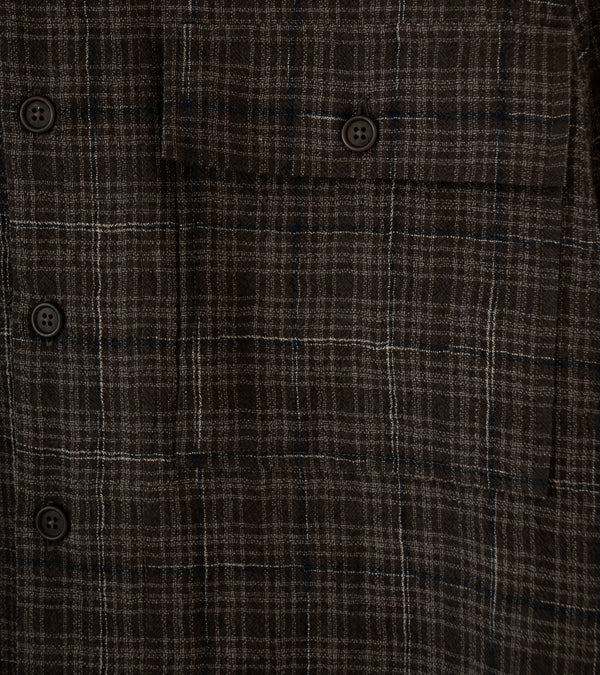 Evan Kinori 'Big Shirt' (Brown Beige Navy Kasuri Wool Check)