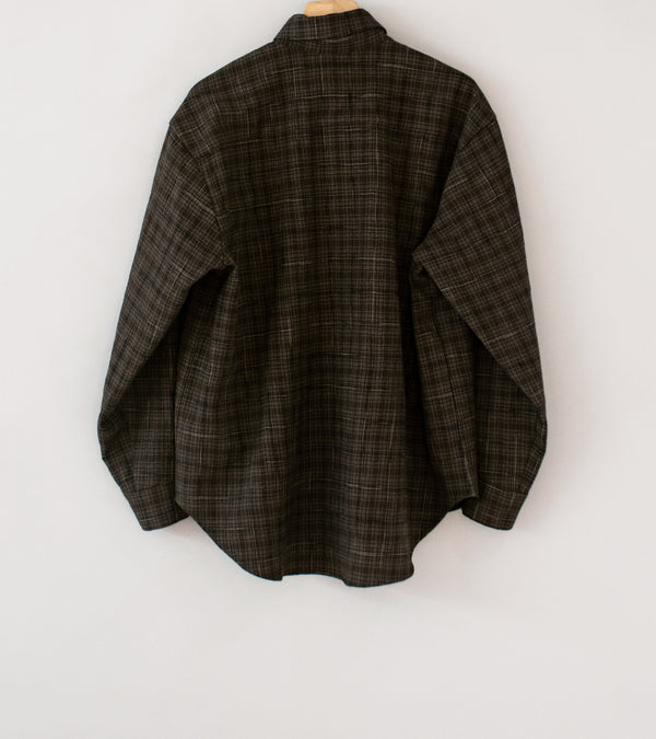Evan Kinori 'Big Shirt' (Brown Beige Navy Kasuri Wool Check)