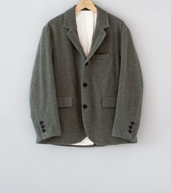 Evan Kinori 'Three Button Jacket' (Mid Grey Brushed Wool Cashmere)