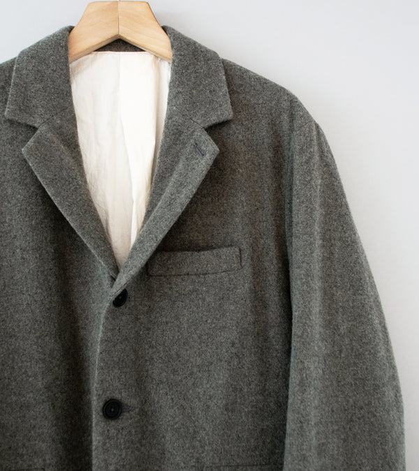 Evan Kinori 'Three Button Jacket' (Mid Grey Brushed Wool Cashmere)