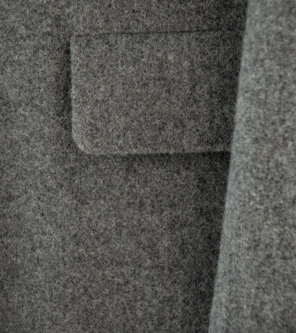 Evan Kinori 'Three Button Jacket' (Mid Grey Brushed Wool Cashmere)